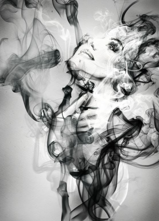 B&W Girl Face Smoke Design Home Decor Premium Quality Poster Print Choose Your Sizes