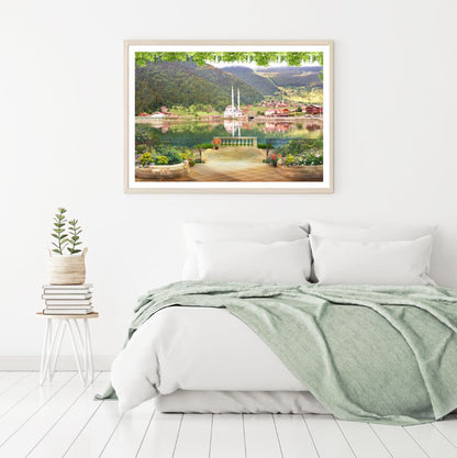 City by Lake Scenery Photograph Home Decor Premium Quality Poster Print Choose Your Sizes