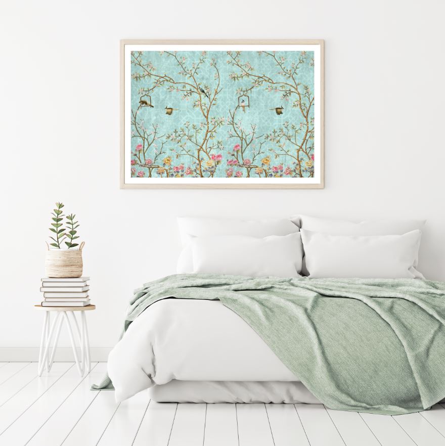 Birds & Flower Trees Painting Home Decor Premium Quality Poster Print Choose Your Sizes
