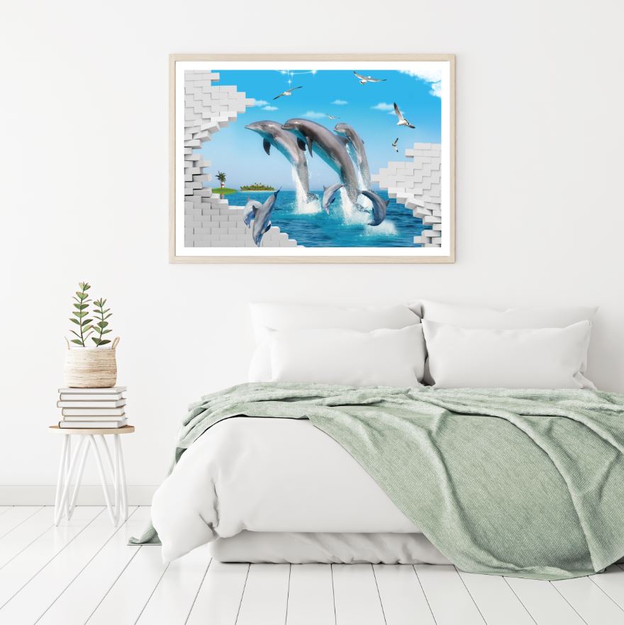Dolphins & Abstract Wall Scenery Home Decor Premium Quality Poster Print Choose Your Sizes