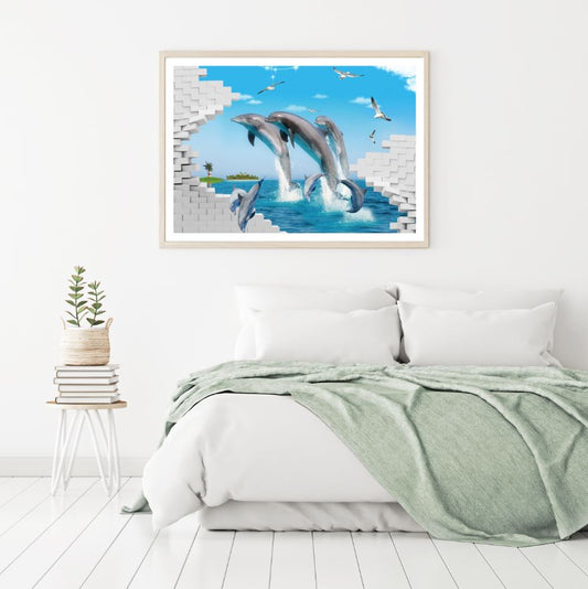 Dolphins & Abstract Wall Scenery Home Decor Premium Quality Poster Print Choose Your Sizes