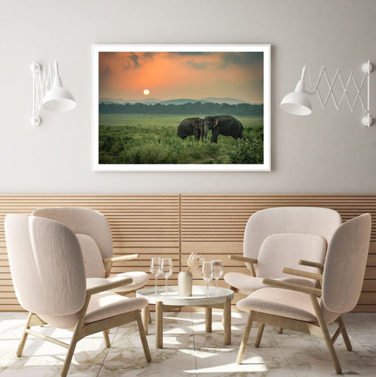 Elephants & Nature Scenery View Home Decor Premium Quality Poster Print Choose Your Sizes