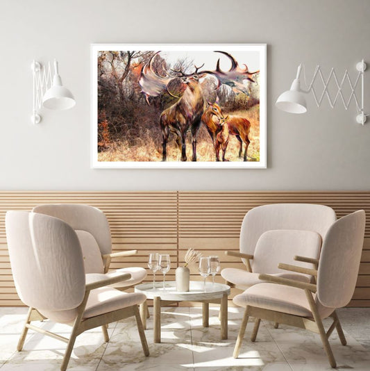 Colorful Deers Oil Painting Home Decor Premium Quality Poster Print Choose Your Sizes