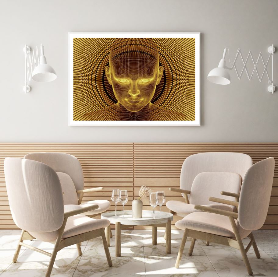 Golden Human Head Fractal Design Home Decor Premium Quality Poster Print Choose Your Sizes