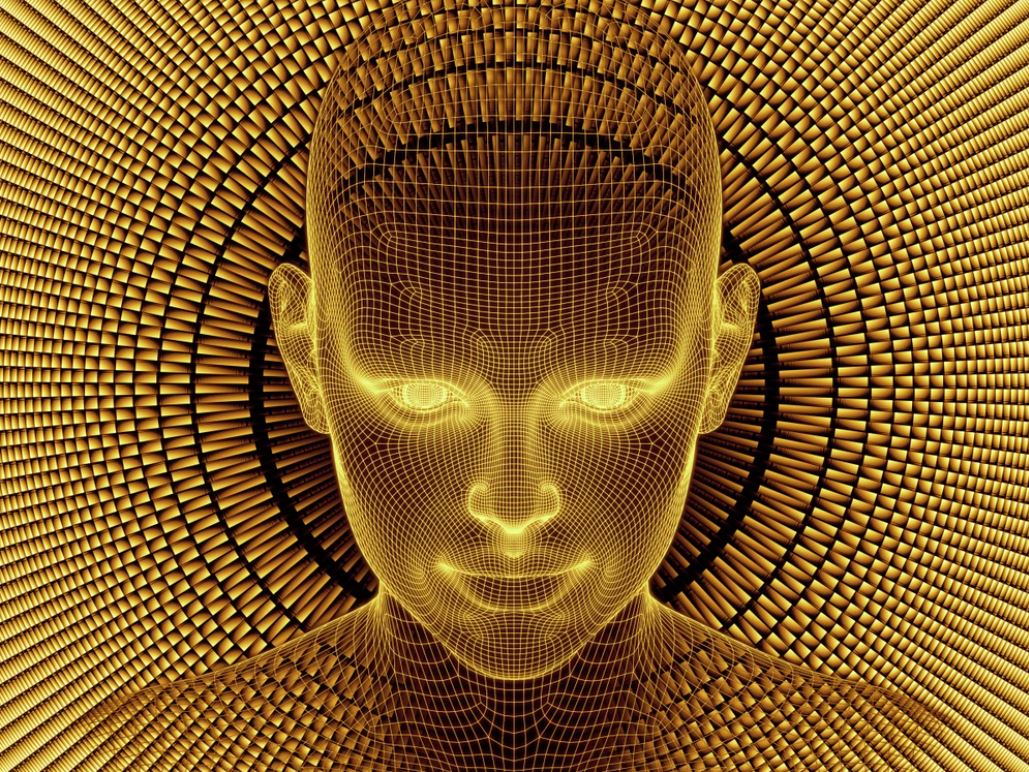 Golden Human Head Fractal Design Home Decor Premium Quality Poster Print Choose Your Sizes