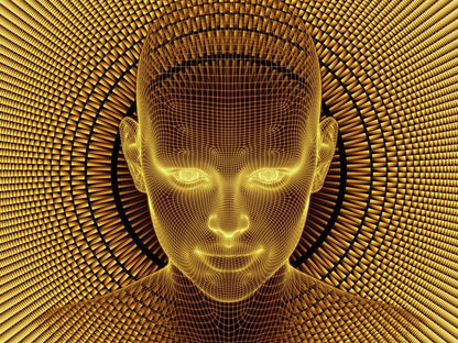 Golden Human Head Fractal Design Home Decor Premium Quality Poster Print Choose Your Sizes