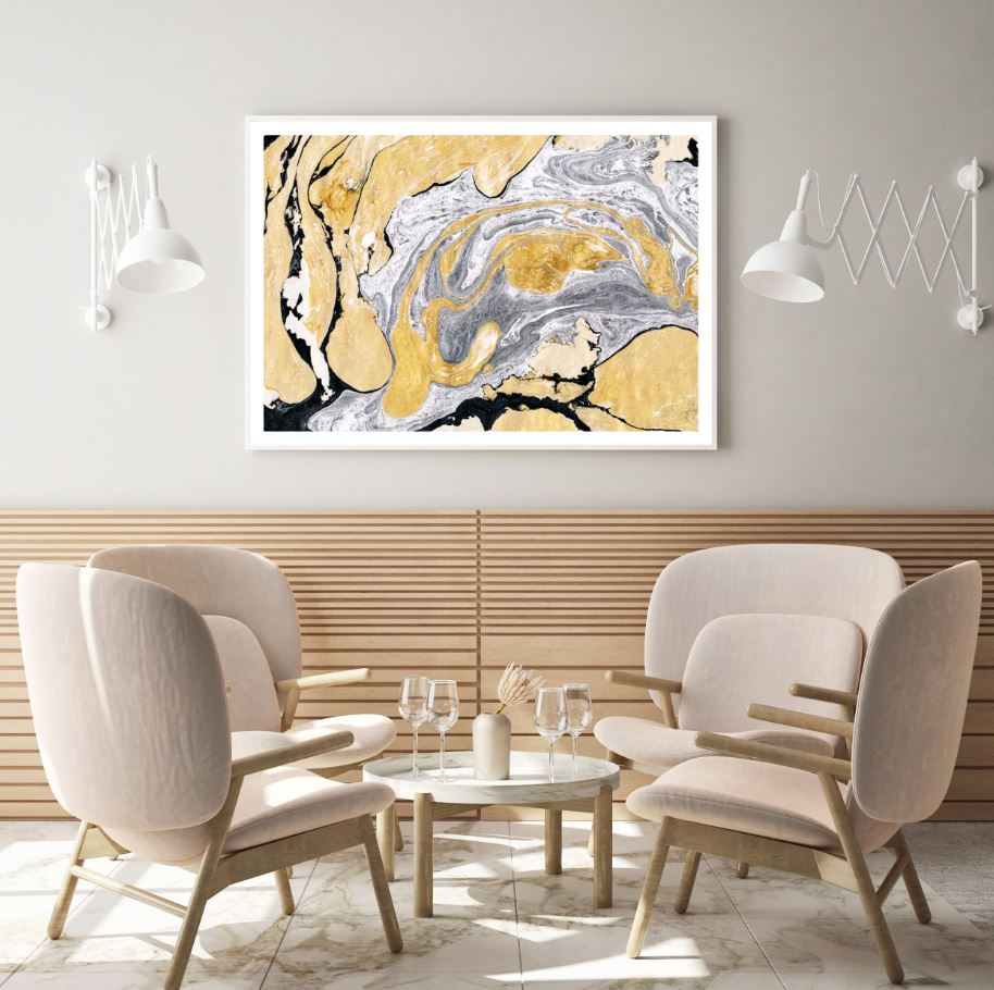 Gold Grey & Black Abstract Design Home Decor Premium Quality Poster Print Choose Your Sizes