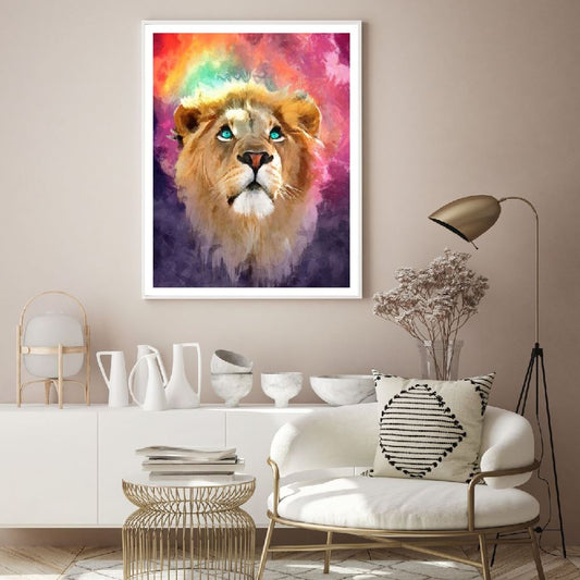 Lion Portrait Colorful Painting Home Decor Premium Quality Poster Print Choose Your Sizes