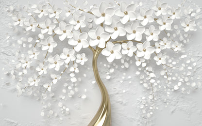 White & Gold Flower Tree 3D Art Design Home Decor Premium Quality Poster Print Choose Your Sizes