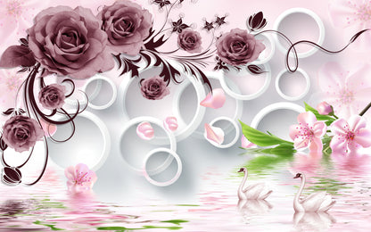 Wallpaper Murals Peel and Stick Removable Floral Design High Quality