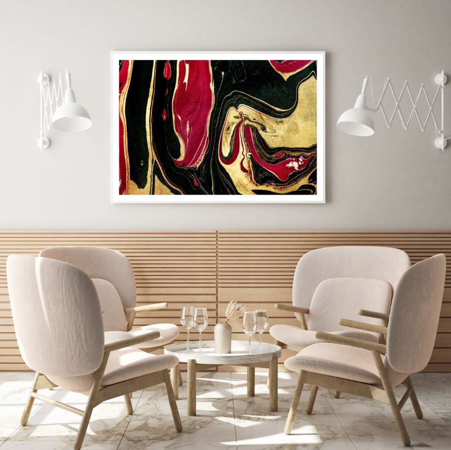 Red Black & Gold Abstract Design Home Decor Premium Quality Poster Print Choose Your Sizes