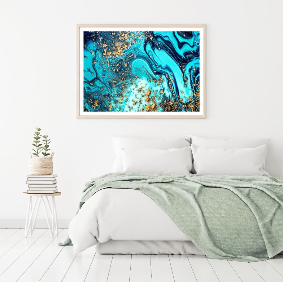 Blue & Gold Abstract Design Home Decor Premium Quality Poster Print Choose Your Sizes