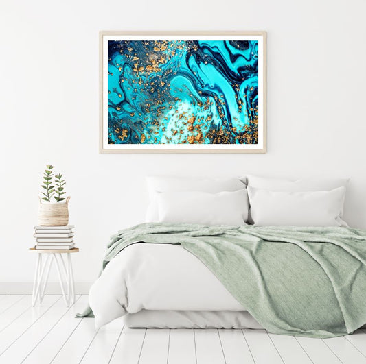 Blue & Gold Abstract Design Home Decor Premium Quality Poster Print Choose Your Sizes