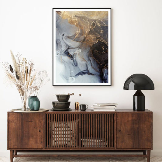 Gold & Grey Abstract Design Home Decor Premium Quality Poster Print Choose Your Sizes