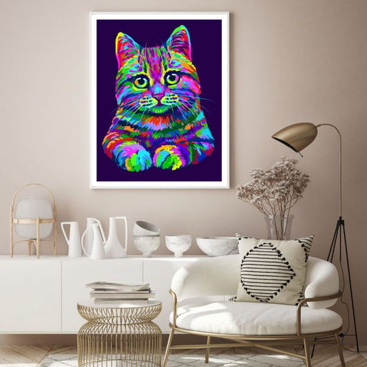 Colorful Cat Face Abstract Design Home Decor Premium Quality Poster Print Choose Your Sizes