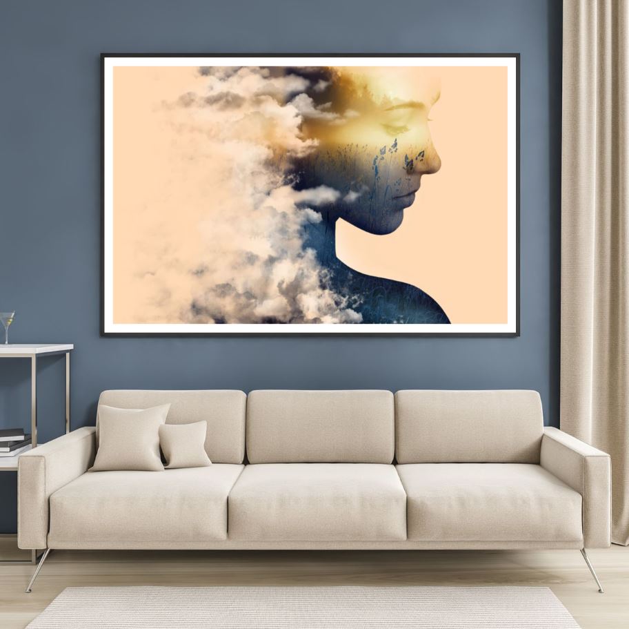 Girl Face Cloud Abstract Design Home Decor Premium Quality Poster Print Choose Your Sizes