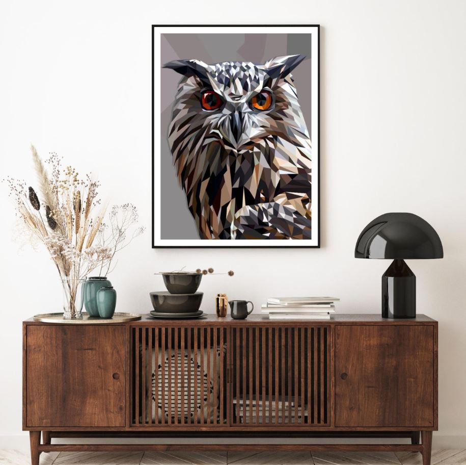 Owl Portrait Abstract Design Home Decor Premium Quality Poster Print Choose Your Sizes