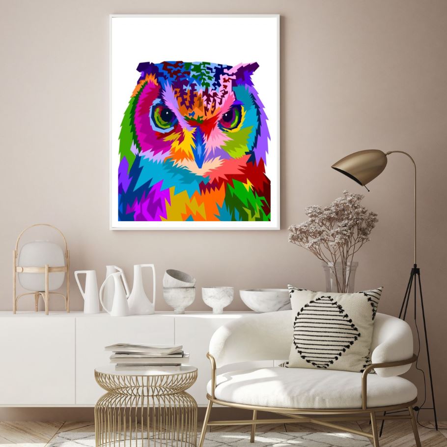 Owl Portrait Abstract Design Home Decor Premium Quality Poster Print Choose Your Sizes