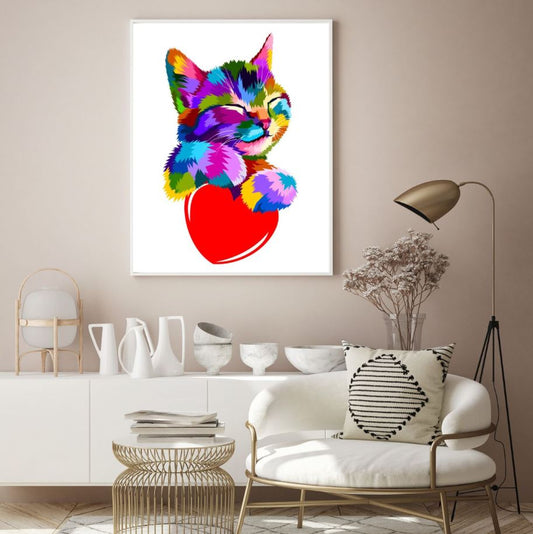 Cat Portrait Abstract Design Home Decor Premium Quality Poster Print Choose Your Sizes