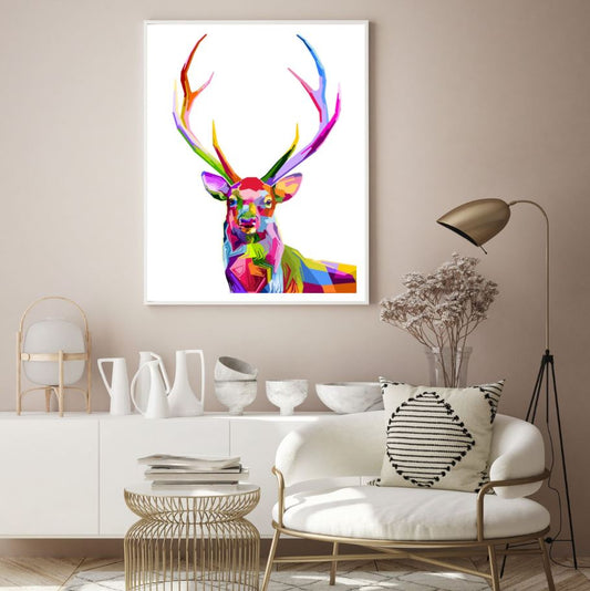 Deer Portrait Abstract Design Home Decor Premium Quality Poster Print Choose Your Sizes