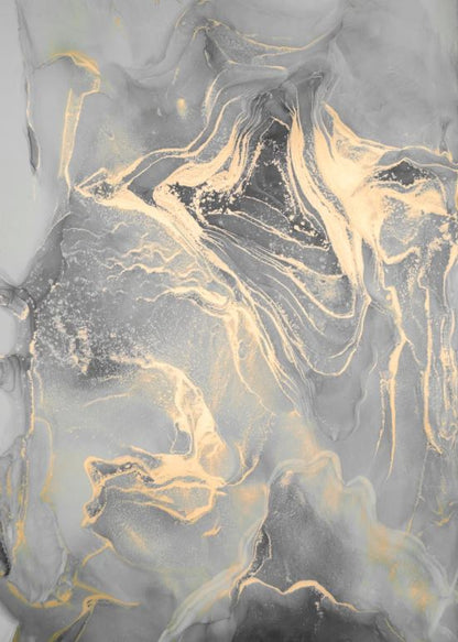 Grey & Gold Abstract Design Home Decor Premium Quality Poster Print Choose Your Sizes