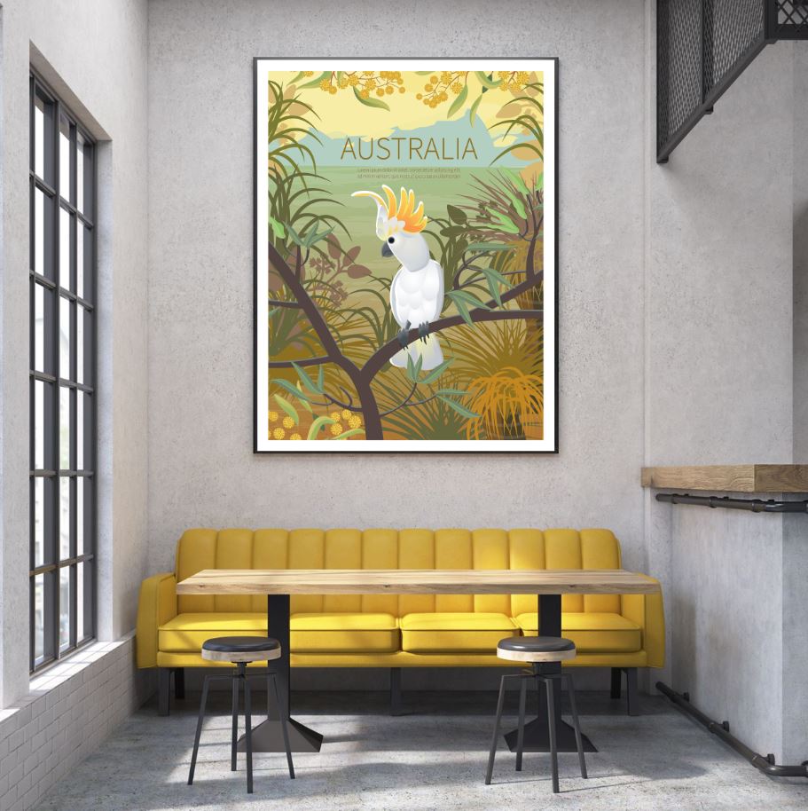 Australian White Parrot Vector Home Decor Premium Quality Poster Print Choose Your Sizes