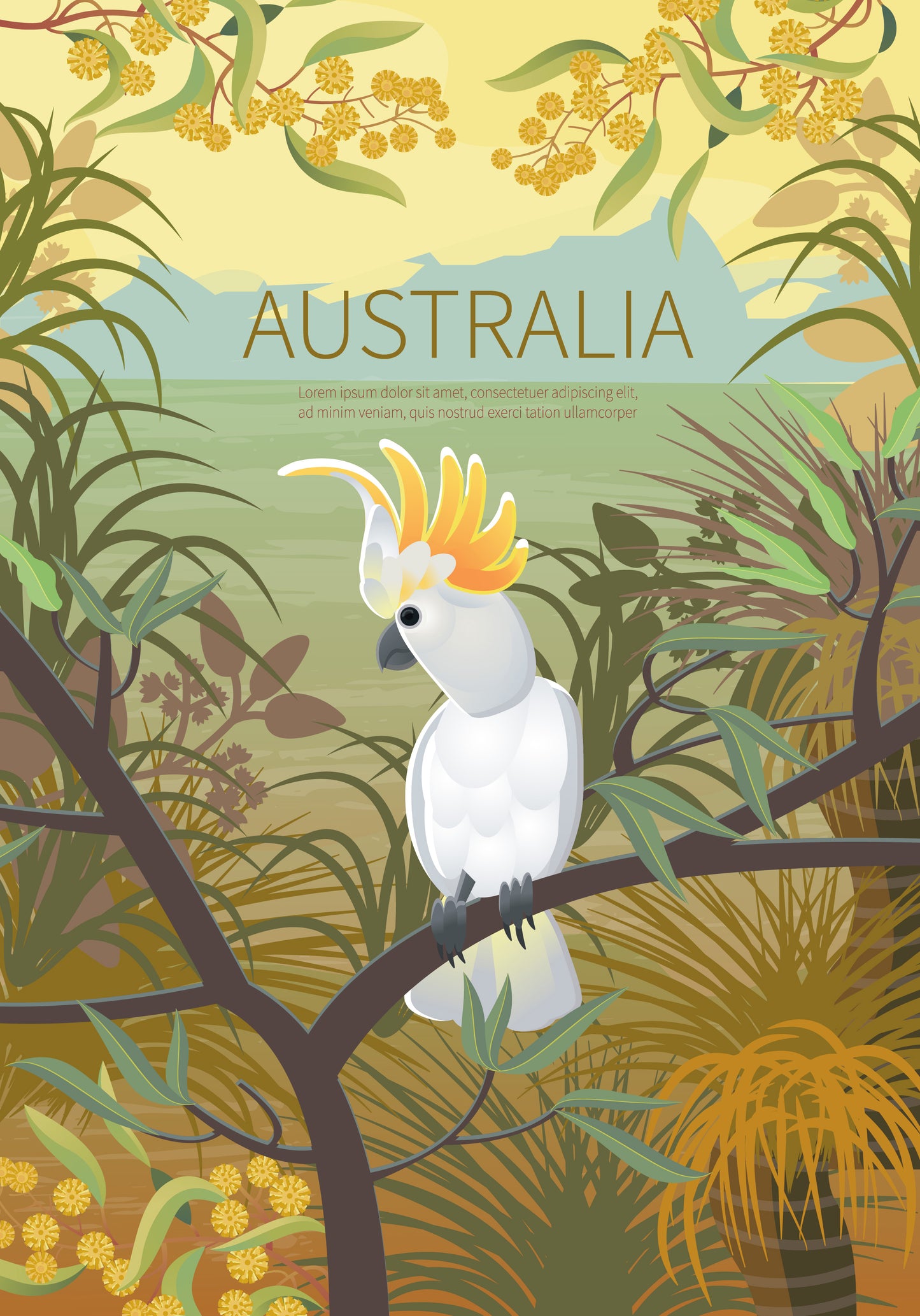 Australian White Parrot Vector Home Decor Premium Quality Poster Print Choose Your Sizes