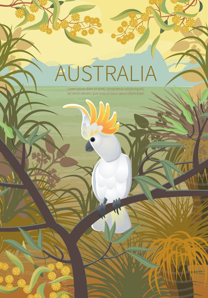 Australian White Parrot Vector Home Decor Premium Quality Poster Print Choose Your Sizes