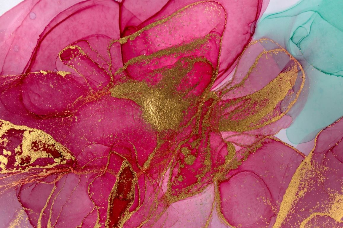 Pink Green & Gold Abstract Design Home Decor Premium Quality Poster Print Choose Your Sizes