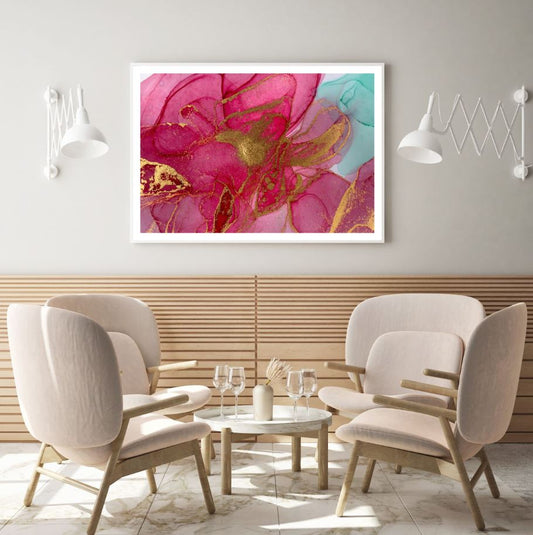Pink Green & Gold Abstract Design Home Decor Premium Quality Poster Print Choose Your Sizes