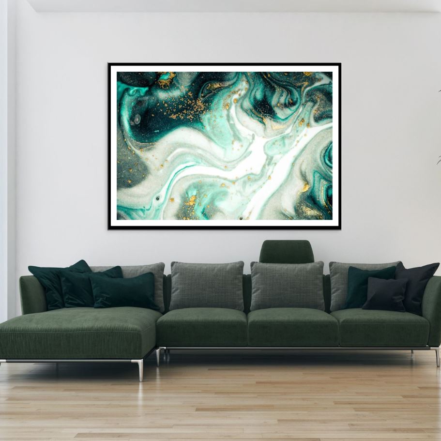 Green & Gold Abstract Design Home Decor Premium Quality Poster Print Choose Your Sizes