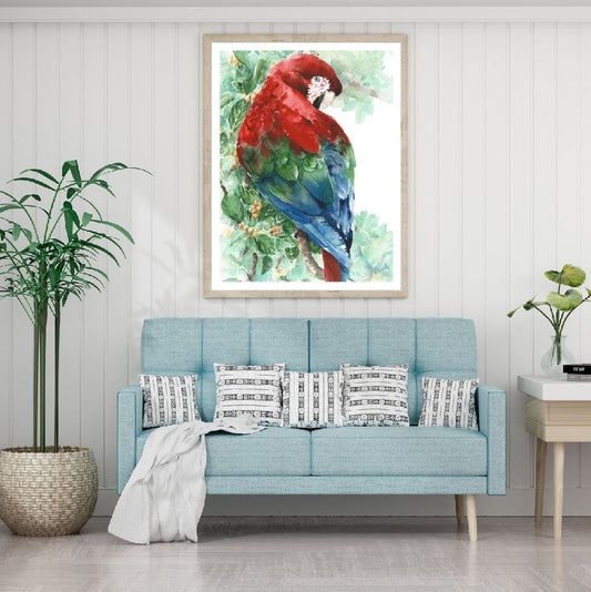 Colorful Parrot Portrait Painting Home Decor Premium Quality Poster Print Choose Your Sizes