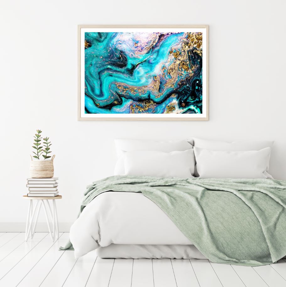 Green Blue & Gold Abstract Design Home Decor Premium Quality Poster Print Choose Your Sizes