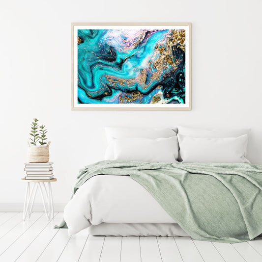 Green Blue & Gold Abstract Design Home Decor Premium Quality Poster Print Choose Your Sizes