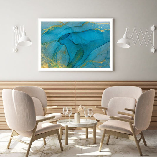 Blue & Gold Abstract Design Home Decor Premium Quality Poster Print Choose Your Sizes