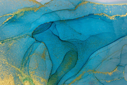 Blue & Gold Abstract Design Home Decor Premium Quality Poster Print Choose Your Sizes