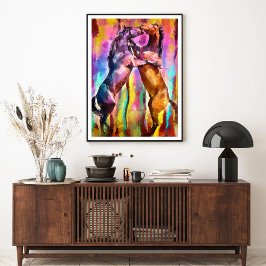 Horses Gallop Colorful Painting Home Decor Premium Quality Poster Print Choose Your Sizes