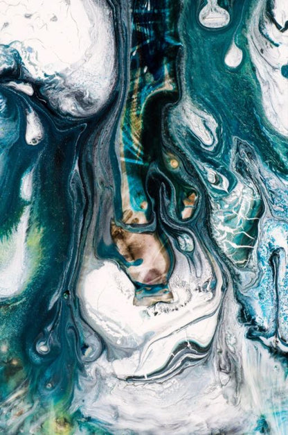 White Green & Gold Abstract Art Home Decor Premium Quality Poster Print Choose Your Sizes