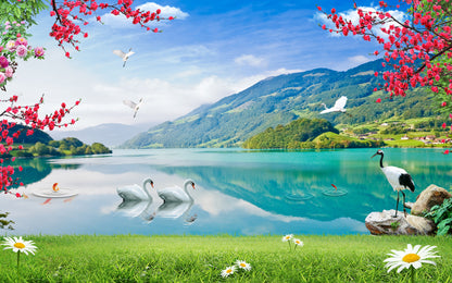 Birds on Lake Scenery Photograph Home Decor Premium Quality Poster Print Choose Your Sizes