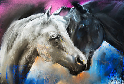 Two Horses Portrait Painting Print 100% Australian Made