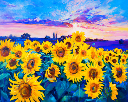 Sunflower Field Watercolor Painting Print 100% Australian Made
