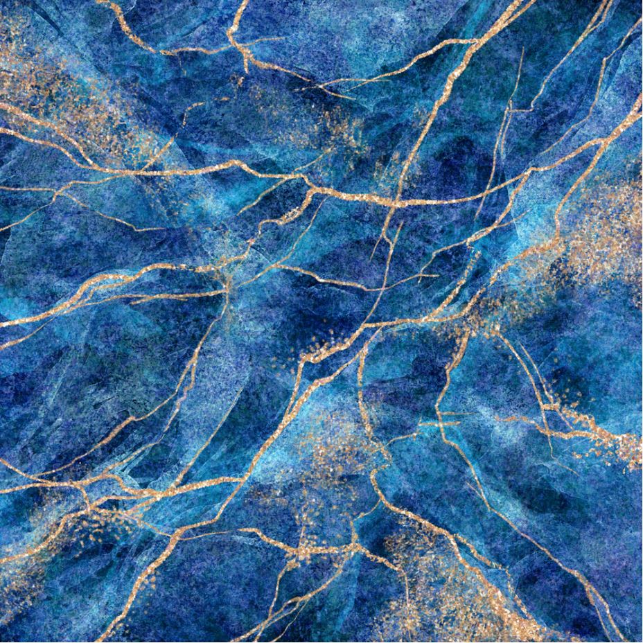 Square Canvas Gold Blue Abstract Granite Design High Quality Print 100% Australian Made