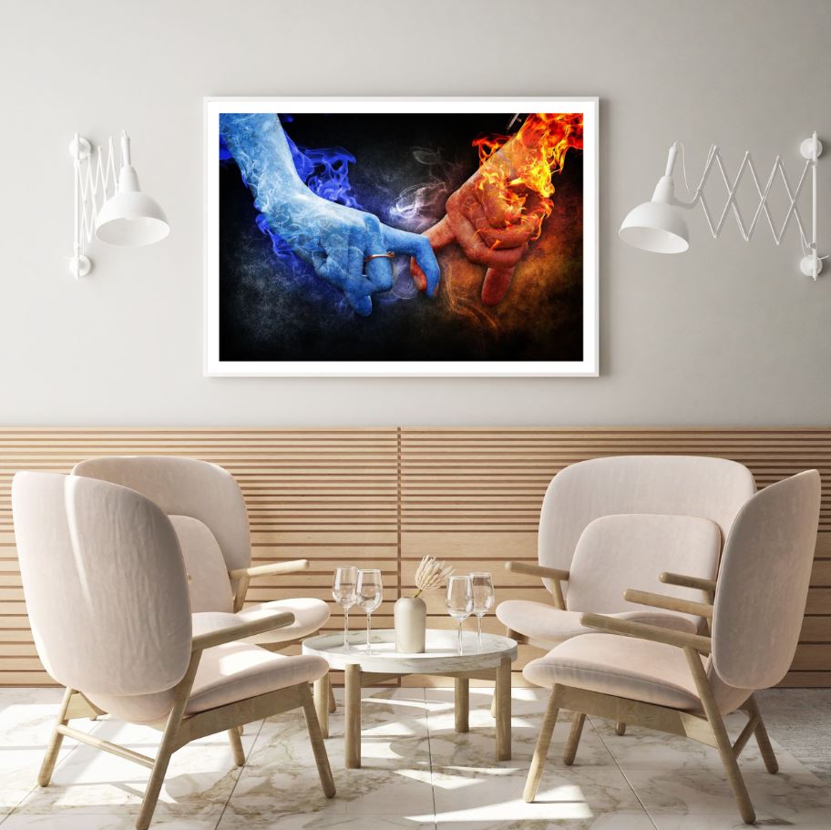 Ice & Fire Hands Abstract Design Home Decor Premium Quality Poster Print Choose Your Sizes