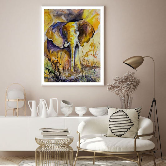 Elephant Watercolor Painting Home Decor Premium Quality Poster Print Choose Your Sizes