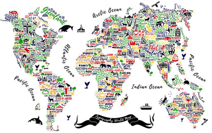 Creative World Map Vector Print 100% Australian Made