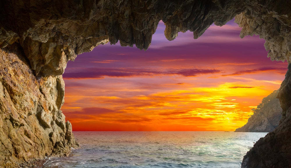 Wallpaper Murals Peel and Stick Removable Beach Cave in Sunset High Quality