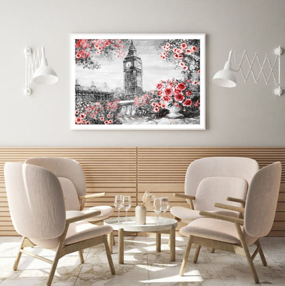 Bigben & Red Flowers Painting Home Decor Premium Quality Poster Print Choose Your Sizes