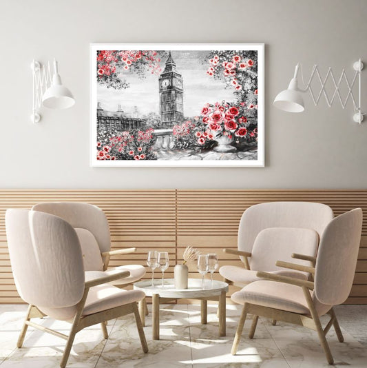 Bigben & Red Flowers Painting Home Decor Premium Quality Poster Print Choose Your Sizes