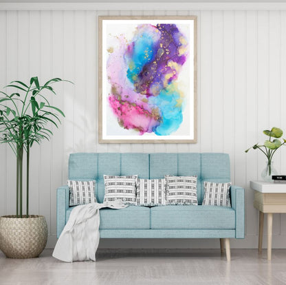 Blue Pink & Purple Abstract Home Decor Premium Quality Poster Print Choose Your Sizes