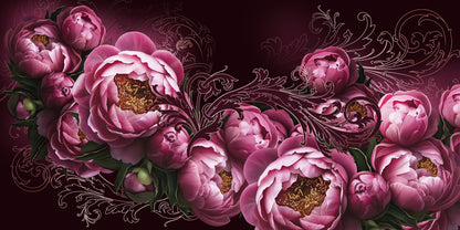 Pink Peonies Digital Painting Home Decor Premium Quality Poster Print Choose Your Sizes